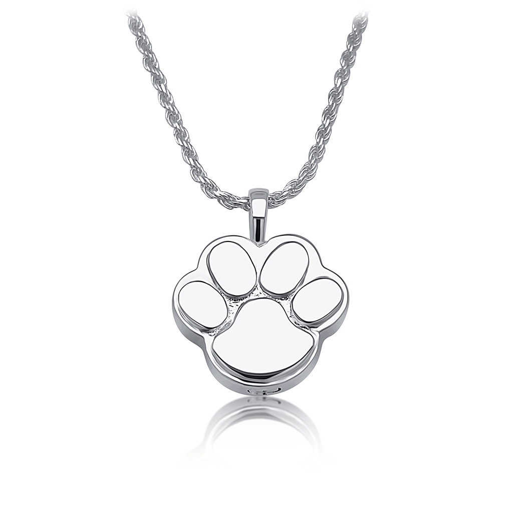 Sterling silver paw print pet ashes pendant