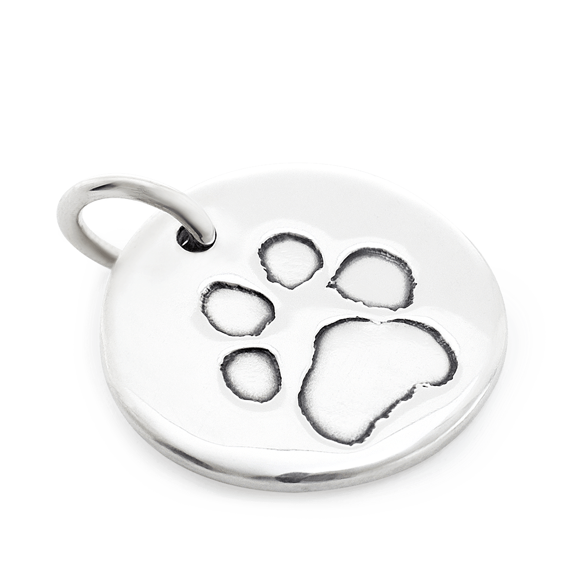 Silver pet paw print pendant