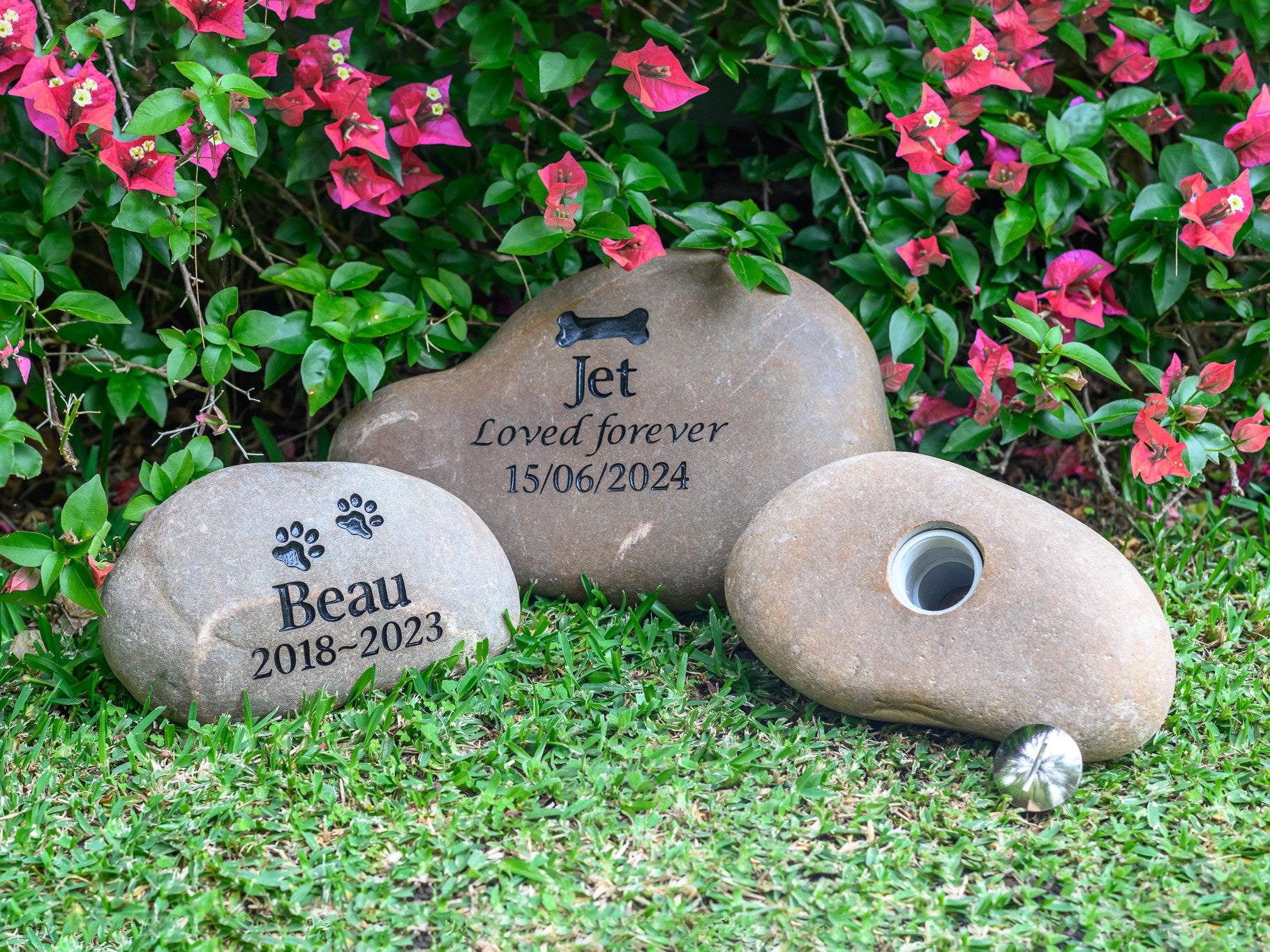 Tumbled riverstone pet memorial